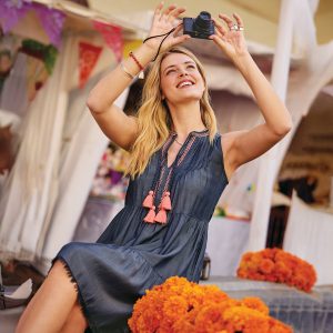 Seraphina Dress - L, Dark Wash